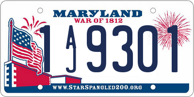 MD license plate 1AJ9301