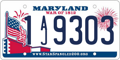 MD license plate 1AJ9303
