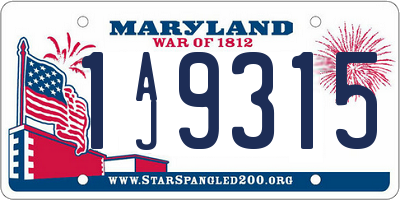 MD license plate 1AJ9315