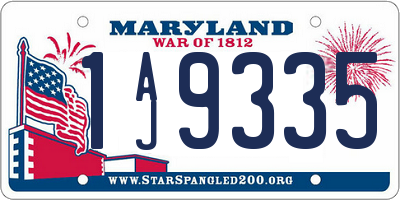 MD license plate 1AJ9335