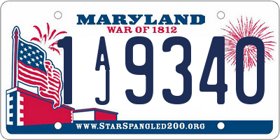 MD license plate 1AJ9340