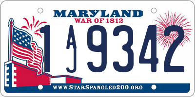 MD license plate 1AJ9342