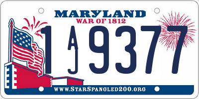 MD license plate 1AJ9377