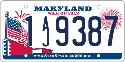 MD license plate 1AJ9387