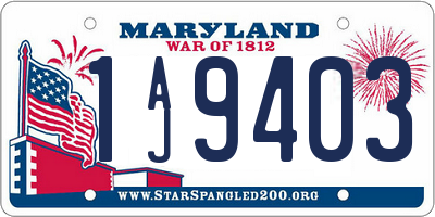 MD license plate 1AJ9403
