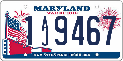 MD license plate 1AJ9467
