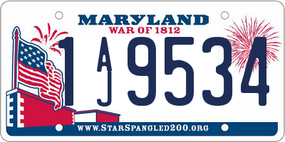 MD license plate 1AJ9534