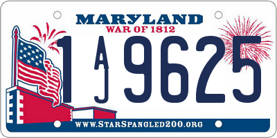 MD license plate 1AJ9625