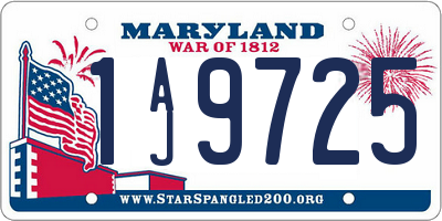 MD license plate 1AJ9725