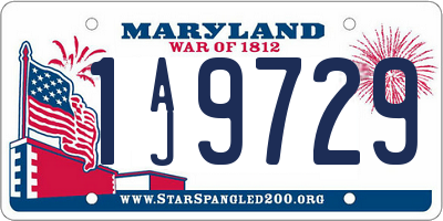 MD license plate 1AJ9729