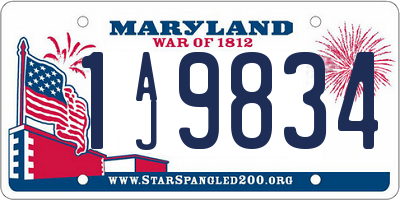 MD license plate 1AJ9834