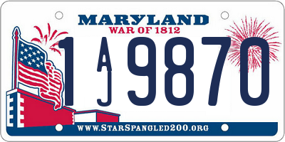 MD license plate 1AJ9870