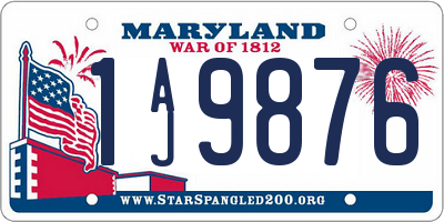 MD license plate 1AJ9876