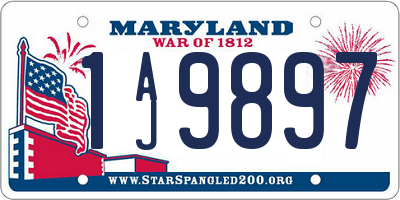 MD license plate 1AJ9897