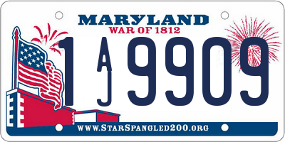 MD license plate 1AJ9909