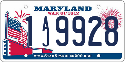 MD license plate 1AJ9928