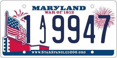 MD license plate 1AJ9947