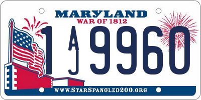 MD license plate 1AJ9960