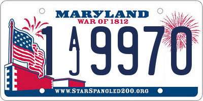 MD license plate 1AJ9970