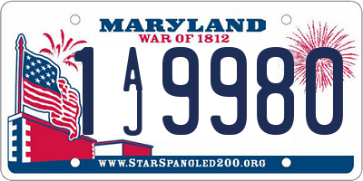 MD license plate 1AJ9980