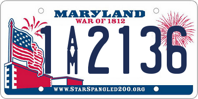 MD license plate 1AM2136