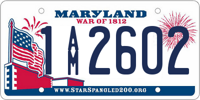 MD license plate 1AM2602