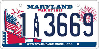 MD license plate 1AM3669