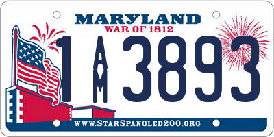 MD license plate 1AM3893