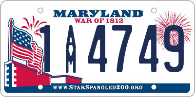 MD license plate 1AM4749