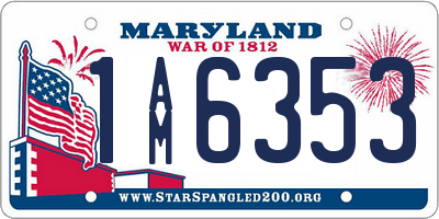 MD license plate 1AM6353