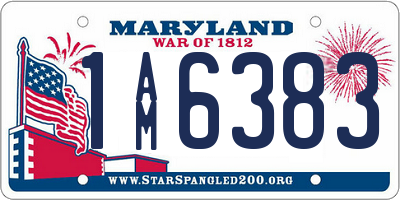 MD license plate 1AM6383