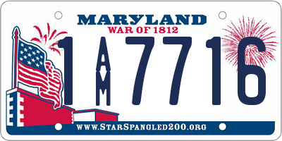 MD license plate 1AM7716