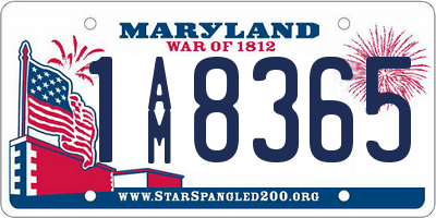 MD license plate 1AM8365