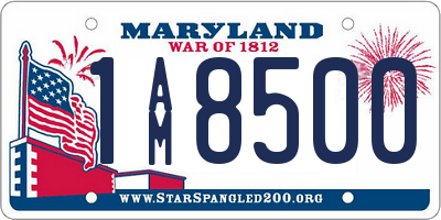 MD license plate 1AM8500