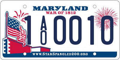 MD license plate 1AO0010