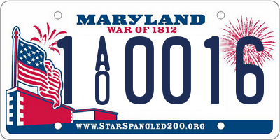 MD license plate 1AO0016