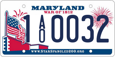 MD license plate 1AO0032