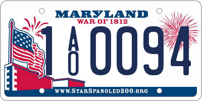 MD license plate 1AO0094