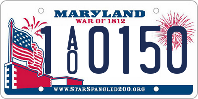 MD license plate 1AO0150