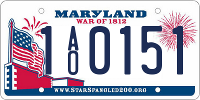 MD license plate 1AO0151