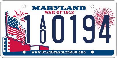 MD license plate 1AO0194