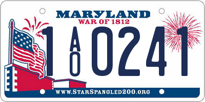 MD license plate 1AO0241