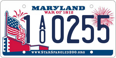 MD license plate 1AO0255