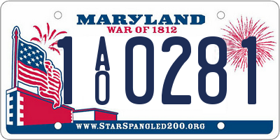 MD license plate 1AO0281