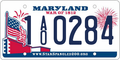 MD license plate 1AO0284