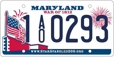 MD license plate 1AO0293
