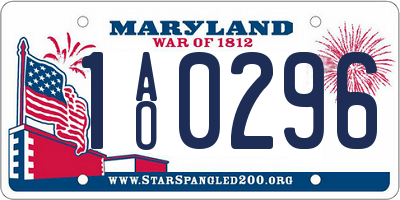 MD license plate 1AO0296