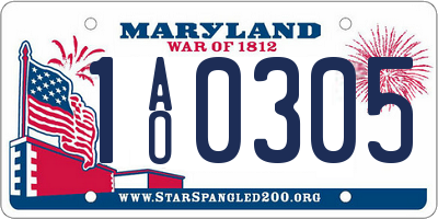 MD license plate 1AO0305