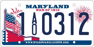 MD license plate 1AO0312