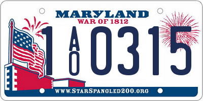 MD license plate 1AO0315
